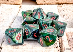 D10s 10-Dice Set CHX29025 - Ankh Scarab Jade/Red